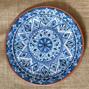 Tommy Bahama Blue Tile Medallion Melamine Plate Single Boho Spanish Inspired